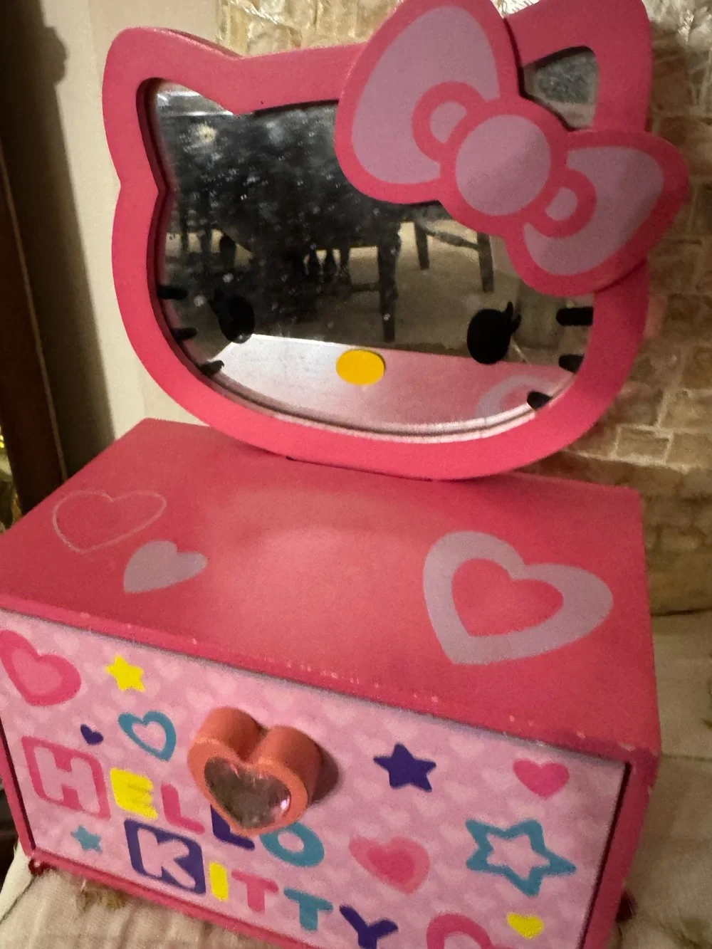 Hello Kitty Pink Heart Mirror Jewelry Chest